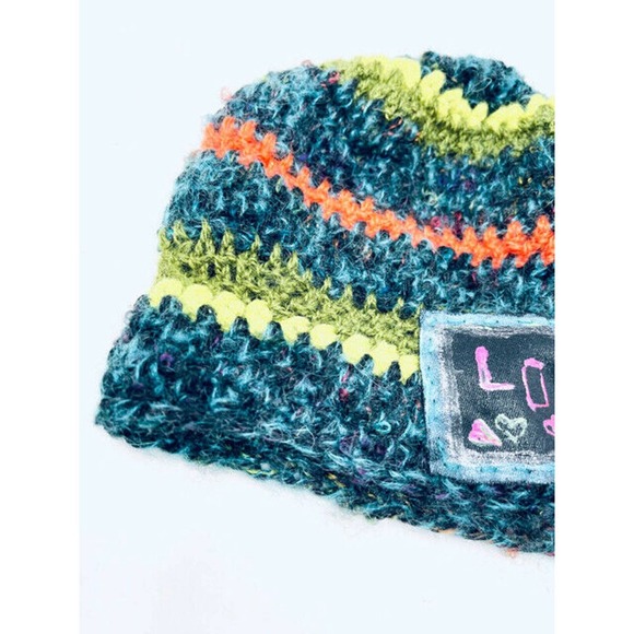 Unbranded Teal Green Yellow Wool Winter Hat Cap main image 5